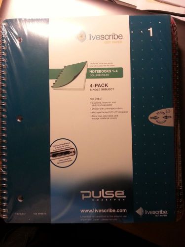 NEW 4-pack Livescribe Pulse Single Subject Spiral Notebook ANA-00017 (#1 thru 4)