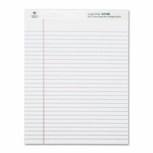 Business Source Pads, Legal Ruled, 50 Sheet, 12 per Pack, White (BSN63108)