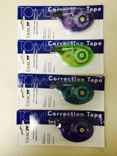 4 NEW PACKS TOMBOW CORRECTION TAPE RETRO #68675 1/6&#034; x 394&#034; WHITE NONREFILLABLE