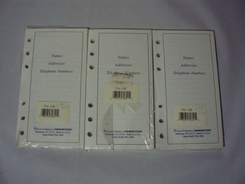 Lot of 3 Payne Publishers Address Book Refill Pages TPA-1RB NIP