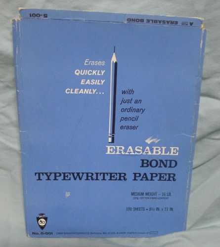 Erasable Bond Typewriter Paper Eaton No.5-001 Medium Weight 43 Sheets