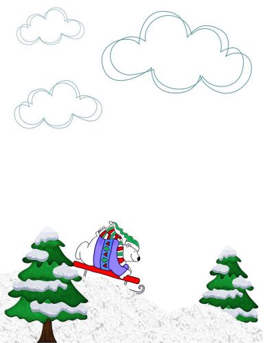 10 SHEETS SNOW FUN PAPER Use With Printers, Craft Projects, Invitations