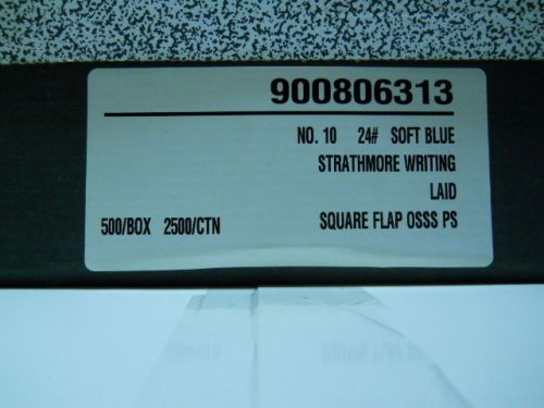 NIB 500 Strathmore Writing Blue Laid No.10 - Sub 24 Peel &amp; Seel 25% Cotton