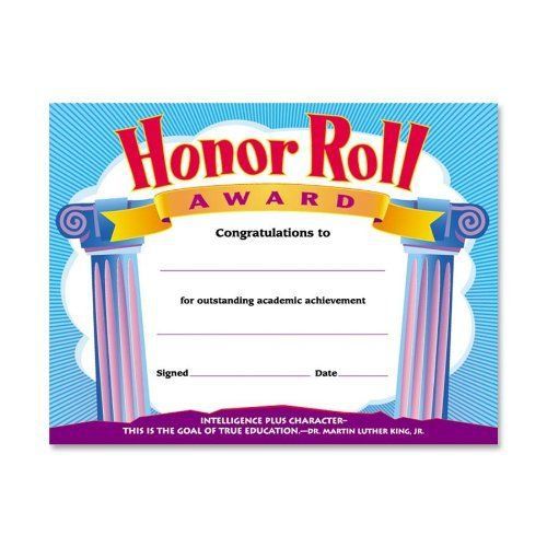 Trend Honor Roll Award Certificate - 8.50&#034; X 11&#034; - Assorted (T2959)