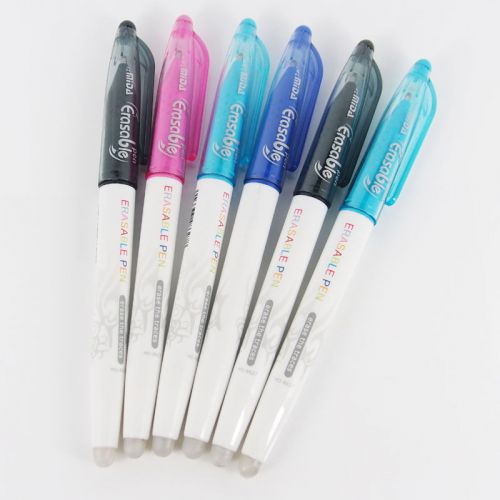 NEW 6 PENS X ERASABLE ROLLER BALL POINT PENS 0.5mm TIP INK BLUE COLOUR LOW PRICE