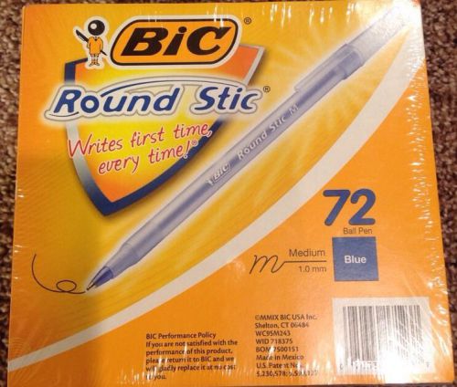 NIB BIC Round Stic Blue Pens - 72 count - 6 Boxes, 12 Pens Per Box - Deal!!