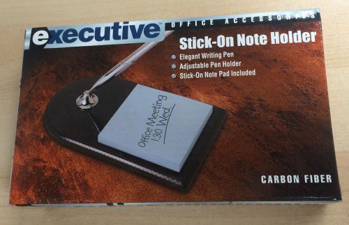 NEW - Executive Pen &amp; Adjustable Funnel Holder W/ Sticky On Note Holder - Carbon