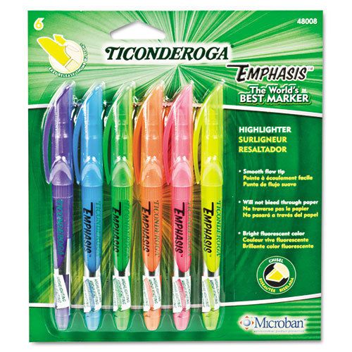 6 ticonderoga emphasis pocket style highlighter chisel for sale