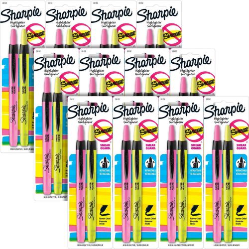 Sharpie accent retractable highlighters, yellow &amp; pink ink, pack of 24 (28152) for sale
