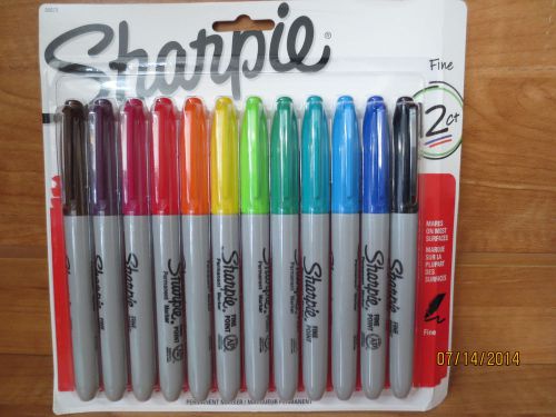 Sharpie Permanent Markers Fine Point Assorted Colors 12ct Quick-drying ~NEW~