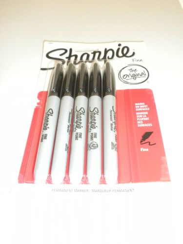 NEW SHARPIE PERMANENT MARKERS---BLACK INK---PACK OF 5