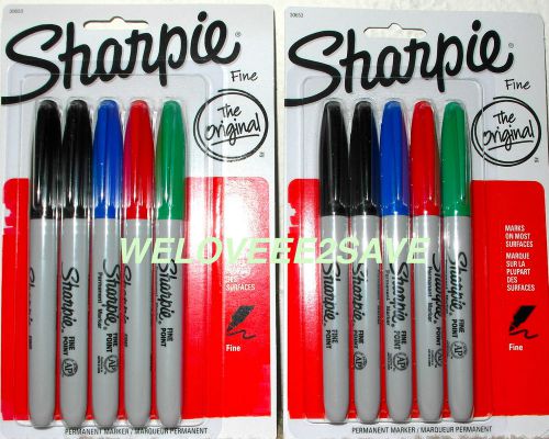 10 Sharpie Fine &#034;The Original&#034; Permanent Markers, Assorted *Brand New* (2 Packs)