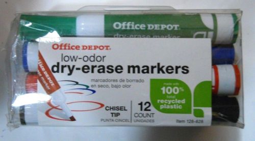Office Depot low odor dry-erase markers chisel tip 12 pk  assorted colors new