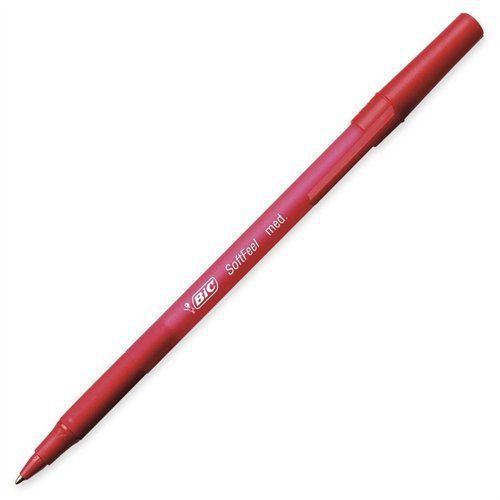 Bic Soft Feel Stic Pen - Red Ink - Red Barrel - 12 / Box (SGSM11RD)