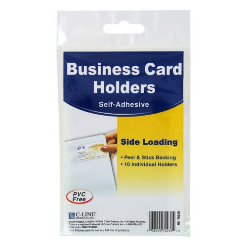 C-Line Self-Adhesive Business Card Holders, Side Load, 3-1/2 x 2, Clear 10/Pack