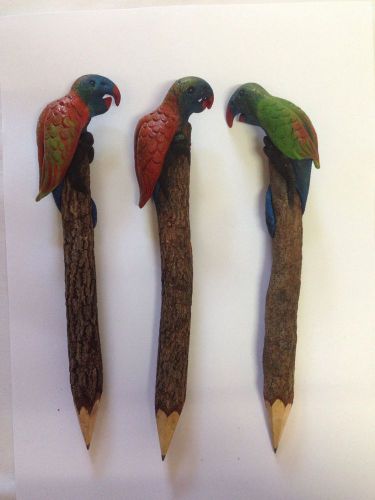 Set of 3 Bird Sawdust handcraft and Wooden Pencil