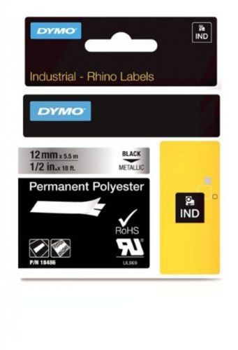 DYMO LABEL, 1/2 METALLIZED PERMANENT - 18486 Fabric Label Tape NEW