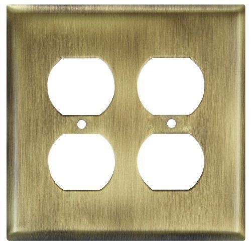 NEW Stanley Home Designs V8003 Double Outlet Wall Plate  Antique Brass