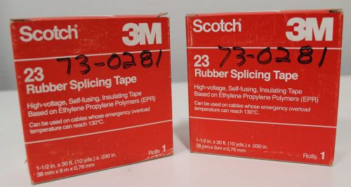 Lot 2) 3M SCOTCH 23 RUBBER SPLICING TAPE 1-1/2&#039;&#039; x 30&#039; + Free Expedited Shipping