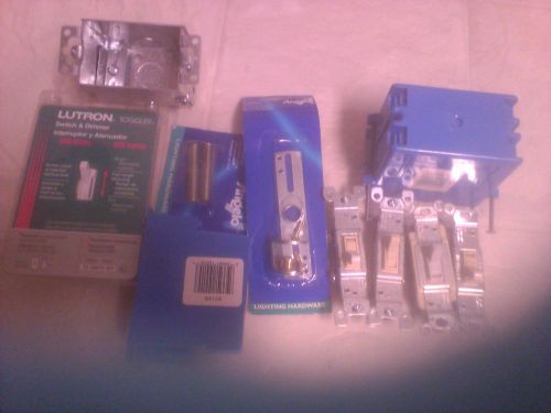 lot of lighting hardware switch dimmer, crossbar,two threaded steel nipples, etc