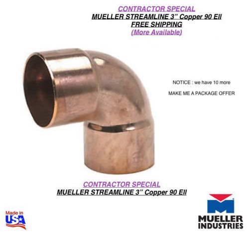 Contractor special- mueller streamline 3&#034; copper 90 ell - made in usa for sale