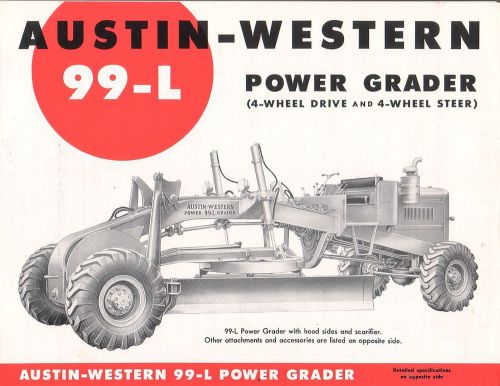Equipment Brochure - Austin-Western - 99-L - Power Grader - 1958 Quote (E1704)
