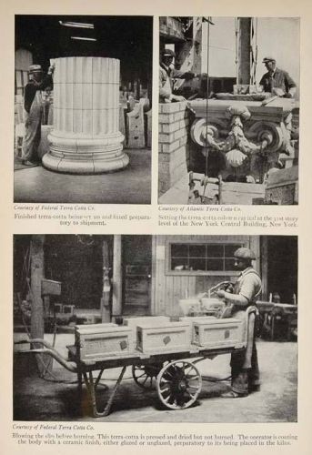 1928 Print Terra Cotta NY Central Building Architecture ORIGINAL HISTORIC SKY