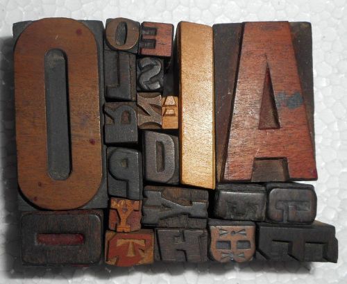 Vintage letterpress letter wood type printers block lot of 20 collection.b842 for sale