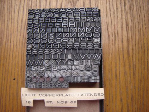 Letterpress Metal Type  &#034;Light Copperplate Extended #69&#034; 18 Point