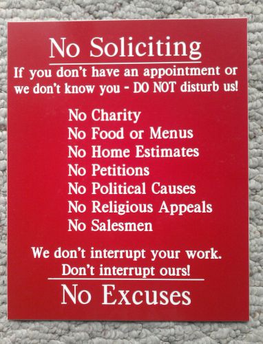 8x10 NO SOLICITING / Custom Engraved Plastic