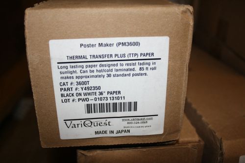 VariQuest Poster Maker Thermal Transfer Paper 36&#034; PM3600 3600T Black on White
