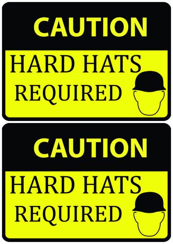 Yellow Caution Sign Hard Hats Required 2 Pack New USA High Quality Signs Work