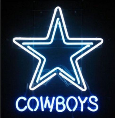 Pub Handcrafted Real Glass Tube Neon Light NFL Dallas Cowboys STAR Football Beer