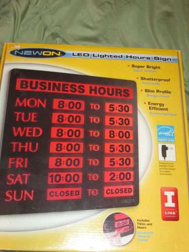 Newon LED lighted hours sign New in box Slim Profile Energy Efficient