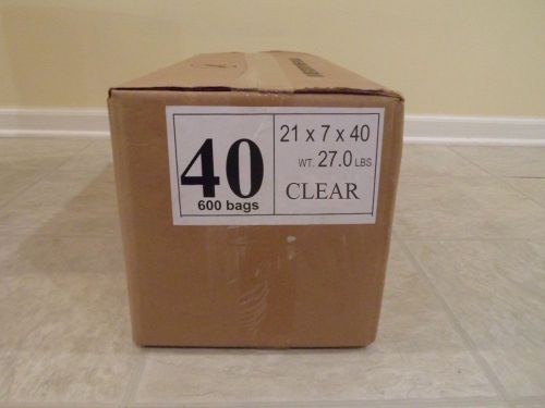 40&#034; clear plastic dry cleaning poly bag garment bags 600 bags - made in usa for sale