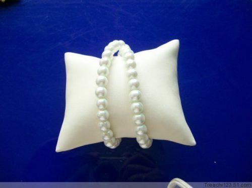 12X Jewelry Display Pillow Stand Kitfor Watch Anklet Bracelet White Faux Leather