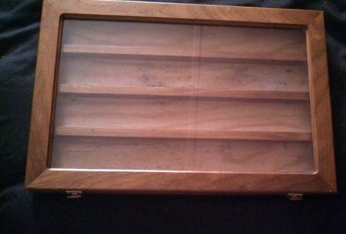 12 X 2 X 18 oak display case with extra shelves bhd283