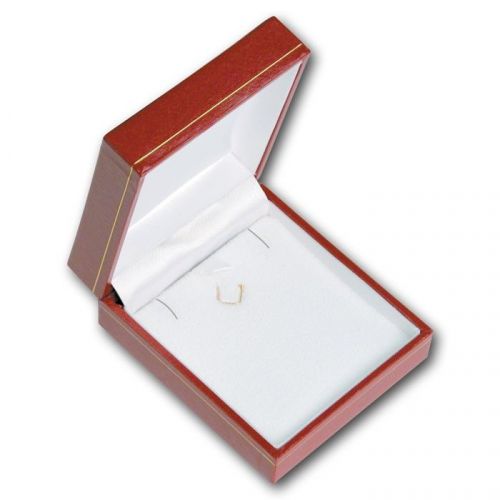 HIGH QUALITY CLASSIC LEATHERETTE PENDANT RED BOX Lg EARRING BOX JEWELRY GIFT BOX