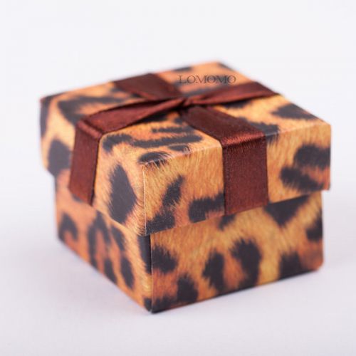 SMALL LEOPARD PATTERN RING GIFT BOX,CARDBOARD WEDDING PARTY ENGAGEMENT RING CASE
