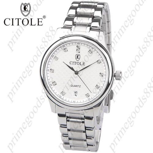 Stainless Steel Quartz Wrist Toughened Glass Free Shipping Silver White Face
