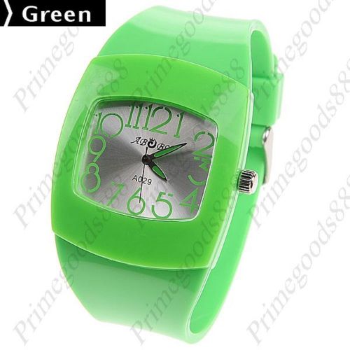 Rubber band quartz analog wrist lady ladies wristwatch women&#039;s in green for sale