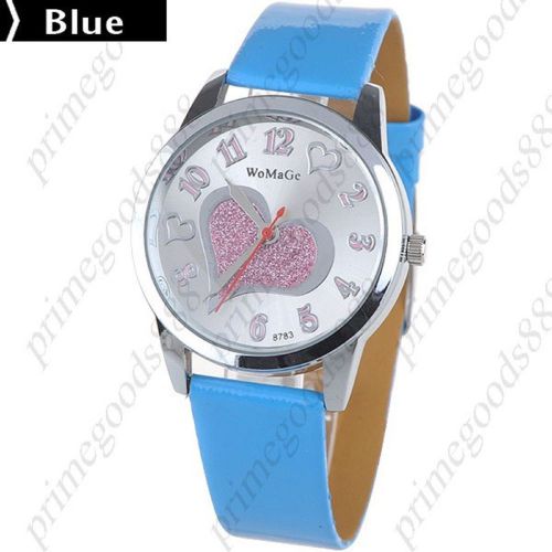 Heart Synthetic Leather Quartz Wrist Wristwatch Free Shipping Women&#039;s Blue