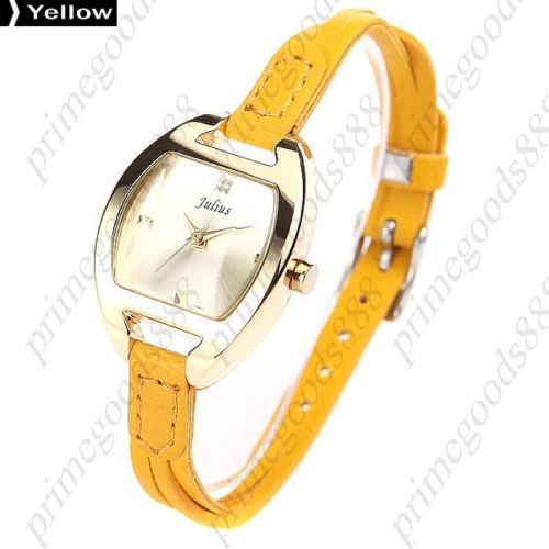 Leather bracelet quartz wrist wristwatch women&#039;s free shipping yellow for sale