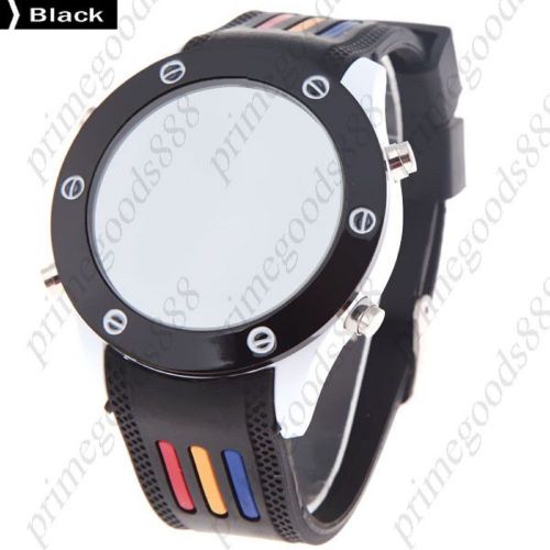 LED Light Digital Watch Unisex Wrist watch Stylish Watch Rubber Strap in Black