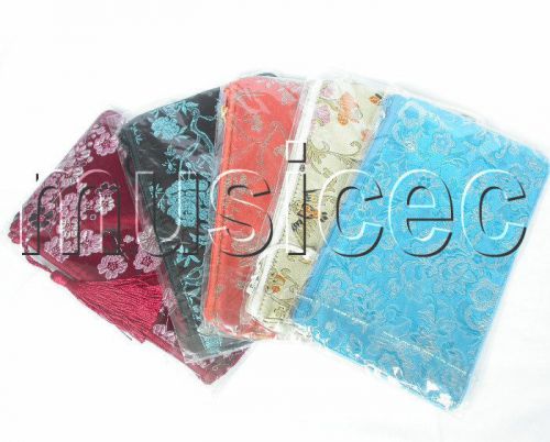 wholesale 5pcs Mixed colors Jewelry silk bags handbag zipper pouches T117A08