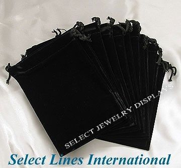 12pc Black Velvet Jewelry Pouch Display Pouches 4&#034; x 5&#034;