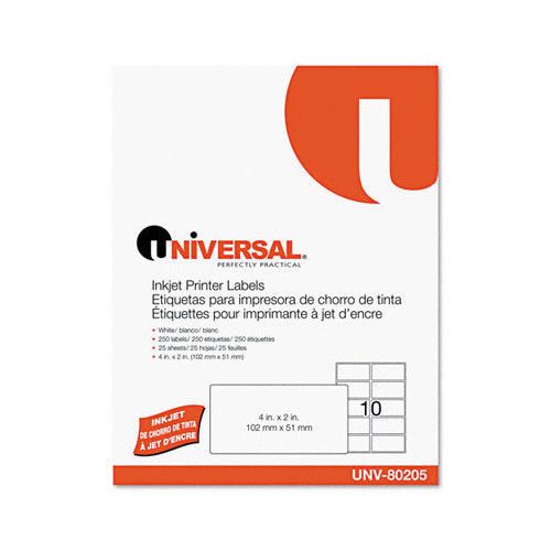 Universal® Inkjet Printer Labels, 250/Pack
