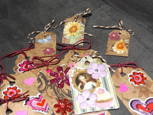 24 HANDMADE GIFT HANG TAGS CUTE FASHION JEWELRY BOUTIQUE SHABBY CHIC ASSRT SIZES
