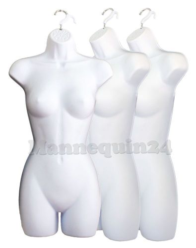 3 PCS  White FEMALE Mannequin Forms w/Hanger WOMAN CLOTHING DISPLAY3P77W