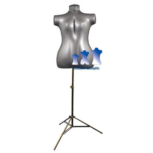 Inflatable Female Torso, Plus Size, Silver and MS12 Stand